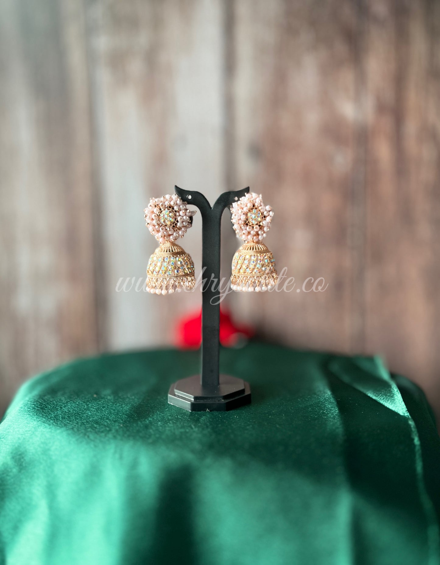Rose Gold Imitation Jhumkas with Beads