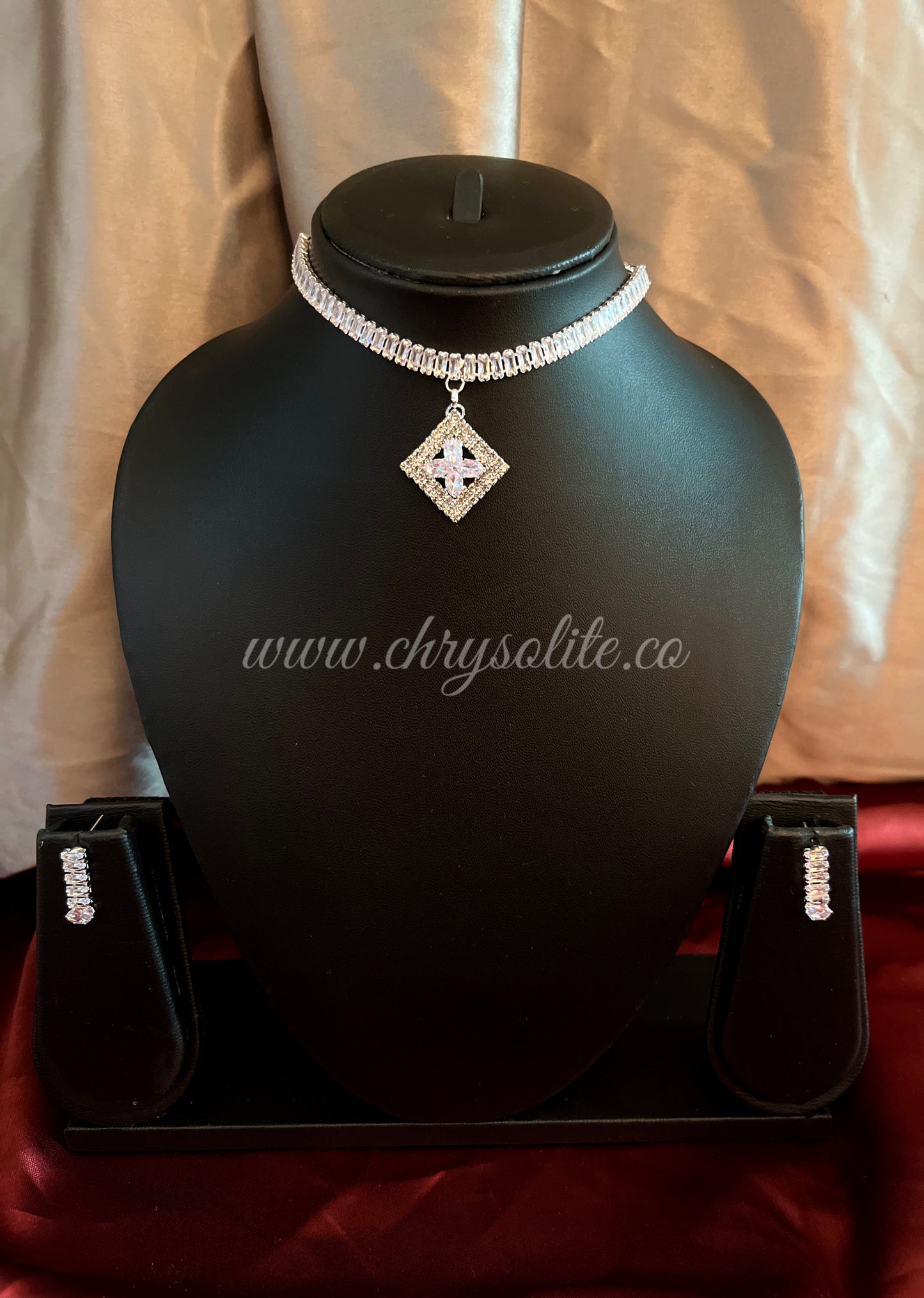 Sterling Silver Necklace with Pendant and Earrungs