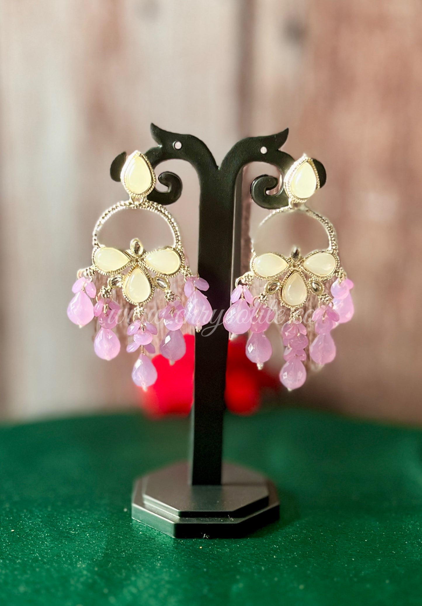 Ivory Kundan Coloured Earrings