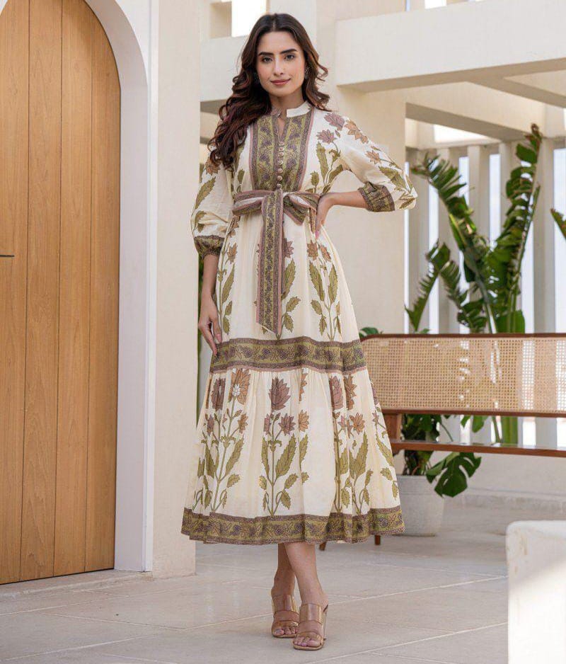 Mandarin Collar Maxi Dress