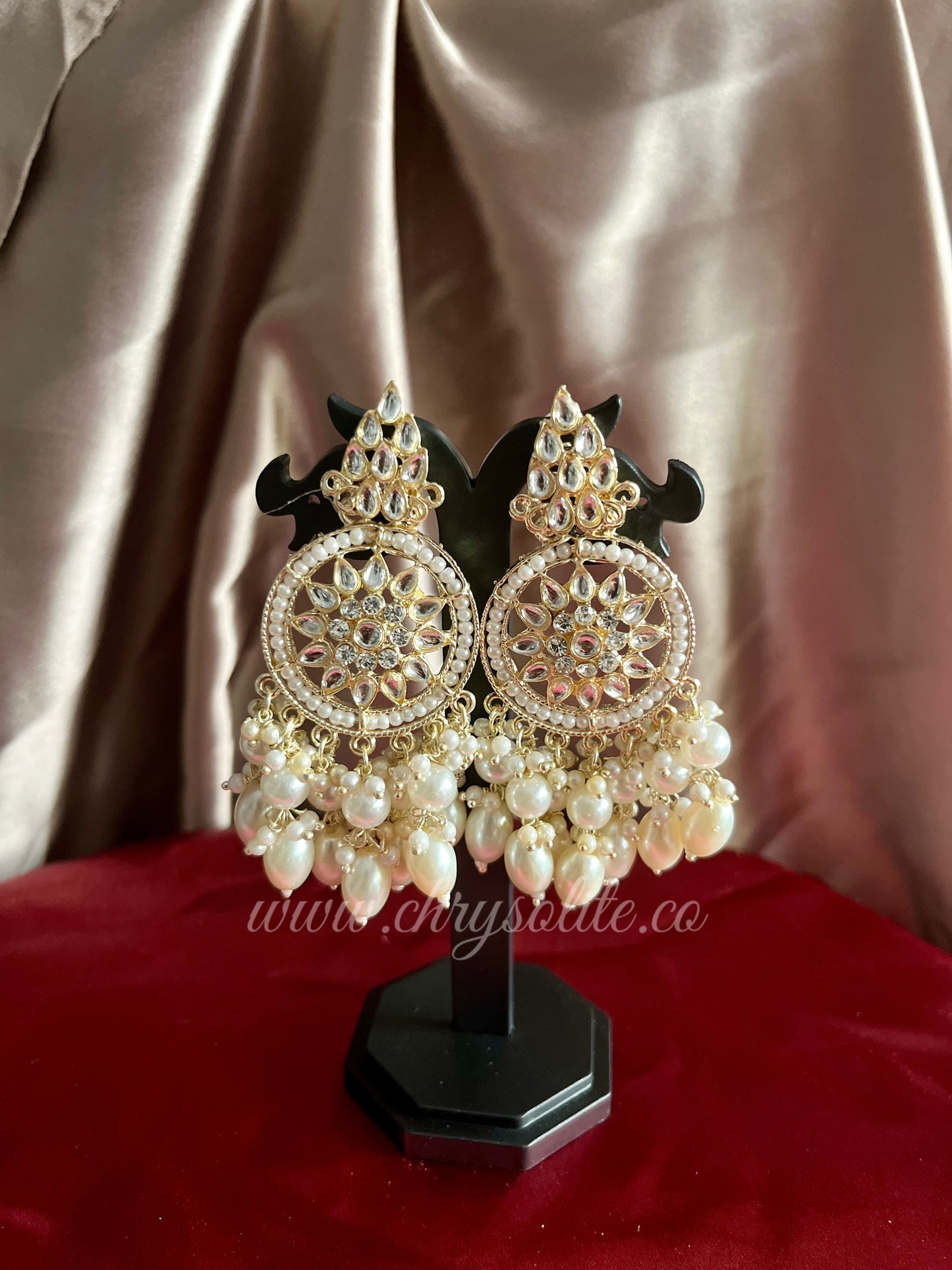 Kundan Circle Earrings with Moti
