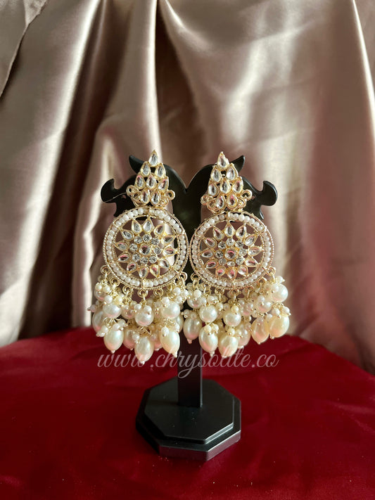 Kundan Circle Earrings with Moti