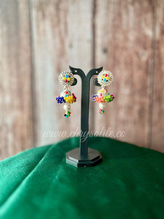Ivory Multicolour Jhumkas