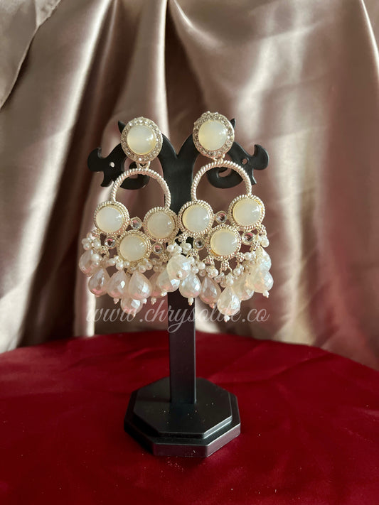 Ivory Circle Bead Indo Western Earringa