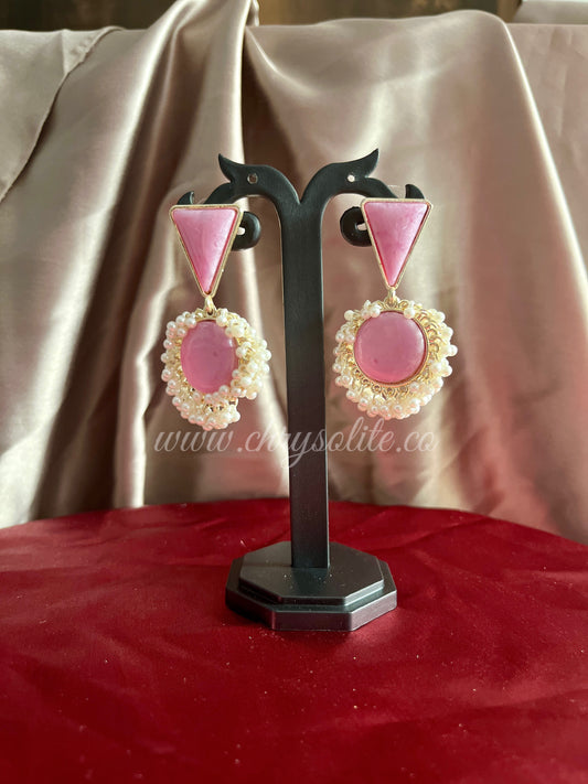Lilac Stone Moti Earrings