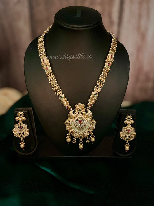 Maharani Haar #1 (Long Necklace with Earrings)